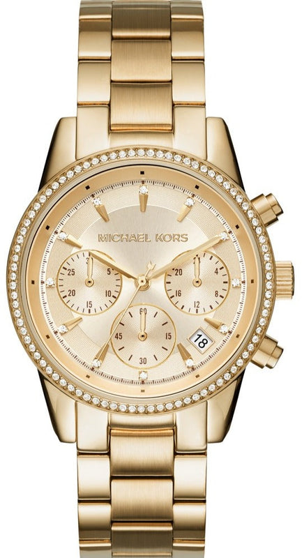 Buy Shop Michael Kors Ritz Gold Dial Gold Steel Strap Watch for Women - MK6356 USA Online