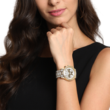 Buy Shop Michael Kors Ritz Three-Hand Glitz Crystals Gold Dial Gold Steel Strap Watch for Women - MK6747 USA Online