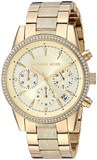 Buy Shop Michael Kors Ritz Chronograph Gold Dial Gold Steel Strap Watch For Women - MK6597 USA Online