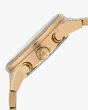 Buy Shop Michael Kors Ritz Three-Hand Glitz Crystals Gold Dial Gold Steel Strap Watch for Women - MK6747 USA Online