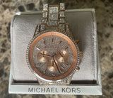 Buy Shop Michael Kors Ritz Three-Hand Glitz Rose Gold Dial Rose Gold Steel Strap Watch for Women - MK6748 USA Online