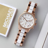 Buy Shop Michael Kors Ritz White Dial Two Tone Steel Strap Watch for Women - MK6324 USA Online