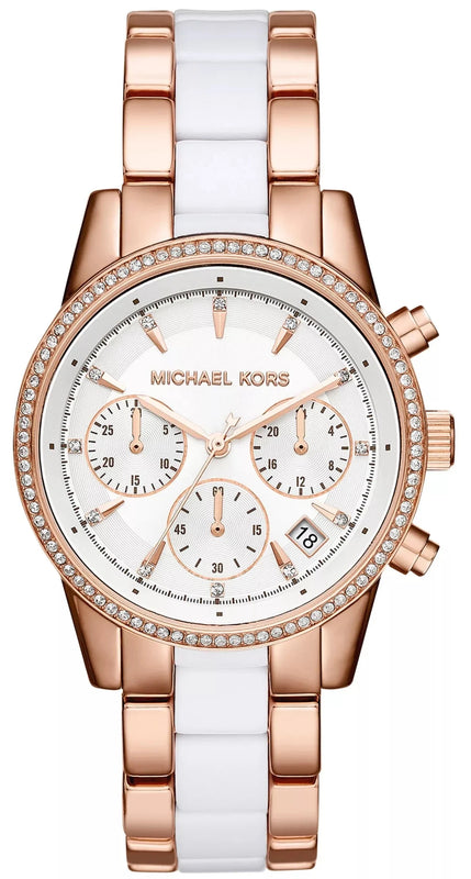 Buy Shop Michael Kors Ritz White Dial Two Tone Steel Strap Watch for Women - MK6324 USA Online
