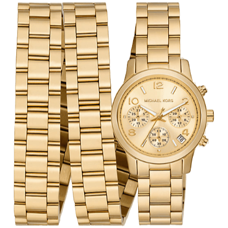 Buy Shop Michael Kors Runway 18K Gold-Plated Triple Wrap Gold Dial Gold Steel Strap Watch for Women - MK7450 USA Online