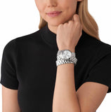 Buy Shop Michael Kors Runway 18K Rhodium Plated Triple Wrap Silver Dial Silver Steel Strap Watch for Women - MK7451 USA Online