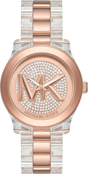 Buy Shop Michael Kors Runway Analog Crystals Rose Gold Dial Two Tone Steel Strap Watch for Women - MK7355 USA Online