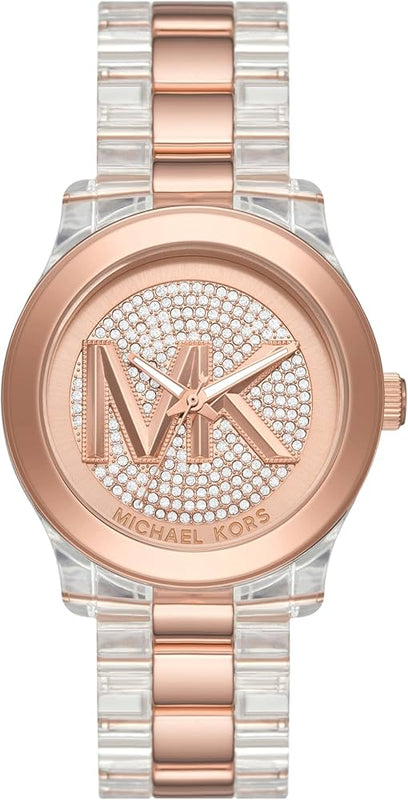 Buy Shop Michael Kors Runway Analog Crystals Rose Gold Dial Two Tone Steel Strap Watch for Women - MK7355 USA Online