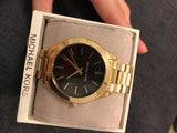 Buy Shop Michael Kors Runway Black Dial Gold Steel Strap Watch for Women - MK3478 USA Online