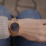 Buy Shop Michael Kors Runway Blue Dial Rose Gold Stainless Steel Strap Watch for Women - MK7065 USA Online