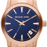 Buy Shop Michael Kors Runway Blue Dial Rose Gold Stainless Steel Strap Watch for Women - MK7065 USA Online