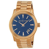 Buy Shop Michael Kors Runway Blue Dial Rose Gold Stainless Steel Strap Watch for Women - MK7065 USA Online