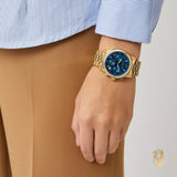 Buy Shop Michael Kors Runway Chronograph Blue Dial Gold Steel Strap Watch For Women - MK7353 USA Online