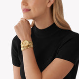 Buy Shop Michael Kors Runway Chronograph Analog Gold Dial Gold Steel Strap Watch for Women - MK7452 USA Online