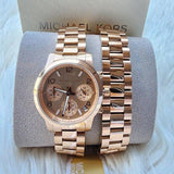 Buy Shop Michael Kors Runway Chronograph Analog Rose Gold Dial Rose Gold Steel Strap Watch for Women - MK7453 USA Online