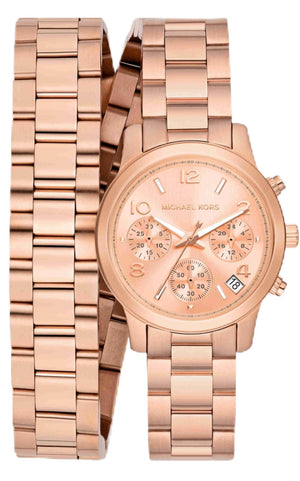 Buy Shop Michael Kors Runway Chronograph Analog Rose Gold Dial Rose Gold Steel Strap Watch for Women - MK7453 USA Online