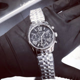 Buy Shop Michael Kors Runway Chronograph Black Dial Silver Steel Strap Watch For Women - MK5708 USA Online