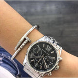 Buy Shop Michael Kors Runway Chronograph Black Dial Silver Steel Strap Watch For Women - MK5708 USA Online
