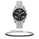 Buy Shop Michael Kors Runway Chronograph Black Dial Silver Steel Strap Watch For Women - MK5708 USA Online