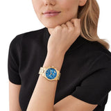 Buy Shop Michael Kors Runway Chronograph Blue Dial Gold Steel Strap Watch For Women - MK7353 USA Online