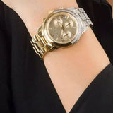 Buy Shop Michael Kors Runway Chronograph Gold Dial Two Tone Steel Strap Watch For Women - MK7329 USA Online