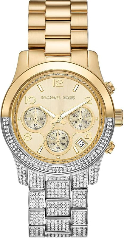 Buy Shop Michael Kors Runway Chronograph Gold Dial Two Tone Steel Strap Watch For Women - MK7329 USA Online