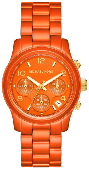 Buy Shop Michael Kors Runway Chronograph Limited Edition Orange Dial Orange Steel Strap Watch for - MK7477LE USA Online
