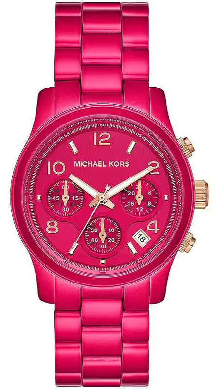 Buy Shop Michael Kors Runway Chronograph Limited Edition Pink Dial Pink Steel Strap Watch for Women - MK7478LE USA Online