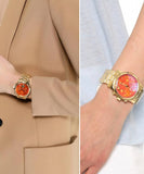 Buy Shop Michael Kors Runway Chronograph Orange Dial Gold Steep Strap Watch For Women - MK6162 USA Online