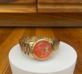 Buy Shop Michael Kors Runway Chronograph Orange Dial Gold Steep Strap Watch For Women - MK6162 USA Online