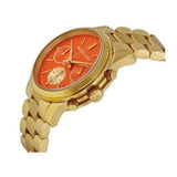 Buy Shop Michael Kors Runway Chronograph Orange Dial Gold Steep Strap Watch For Women - MK6162 USA Online