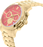 Buy Shop Michael Kors Runway Chronograph Orange Dial Gold Steep Strap Watch For Women - MK6162 USA Online