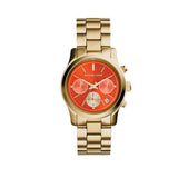 Buy Shop Michael Kors Runway Chronograph Orange Dial Gold Steep Strap Watch For Women - MK6162 USA Online
