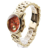 Buy Shop Michael Kors Runway Chronograph Orange Dial Gold Steep Strap Watch For Women - MK6162 USA Online