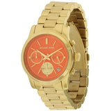 Buy Shop Michael Kors Runway Chronograph Orange Dial Gold Steep Strap Watch For Women - MK6162 USA Online