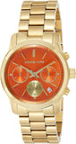 Buy Shop Michael Kors Runway Chronograph Orange Dial Gold Steep Strap Watch For Women - MK6162 USA Online