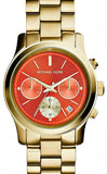 Buy Shop Michael Kors Runway Chronograph Orange Dial Gold Steep Strap Watch For Women - MK6162 USA Online