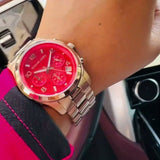 Buy Shop Michael Kors Runway Chronograph Pink Dial Rose Gold Steel Strap Watch For Women - MK7352 USA Online