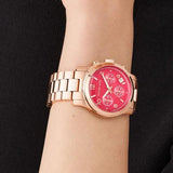 Buy Shop Michael Kors Runway Chronograph Pink Dial Rose Gold Steel Strap Watch For Women - MK7352 USA Online