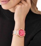 Buy Shop Michael Kors Runway Chronograph Pink Dial Rose Gold Steel Strap Watch For Women - MK7352 USA Online