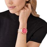 Buy Shop Michael Kors Runway Chronograph Pink Dial Rose Gold Steel Strap Watch For Women - MK7352 USA Online