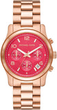 Buy Shop Michael Kors Runway Chronograph Pink Dial Rose Gold Steel Strap Watch For Women - MK7352 USA Online
