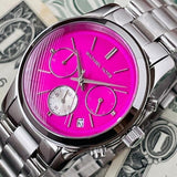 Buy Shop Michael Kors Runway Chronograph Pink Dial Silver Steel Strap Watch for Women - MK6160 USA Online
