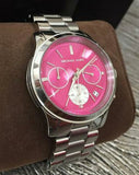 Buy Shop Michael Kors Runway Chronograph Pink Dial Silver Steel Strap Watch for Women - MK6160 USA Online