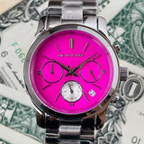 Buy Shop Michael Kors Runway Chronograph Pink Dial Silver Steel Strap Watch for Women - MK6160 USA Online