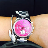 Buy Shop Michael Kors Runway Chronograph Pink Dial Silver Steel Strap Watch for Women - MK6160 USA Online