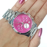 Buy Shop Michael Kors Runway Chronograph Pink Dial Silver Steel Strap Watch for Women - MK6160 USA Online
