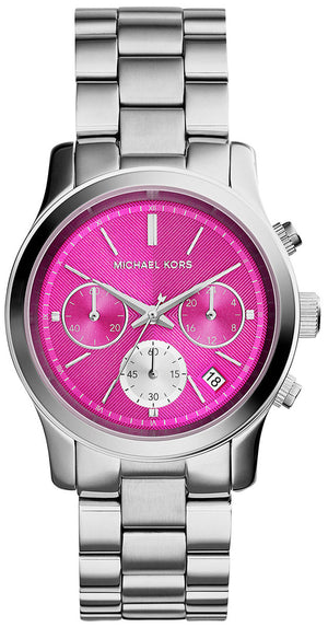 Buy Shop Michael Kors Runway Chronograph Pink Dial Silver Steel Strap Watch for Women - MK6160 USA Online