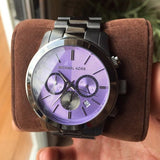 Buy Shop Michael Kors Runway Chronograph Purple Dial Black Steel Strap Watch For Women - MK5954 USA Online