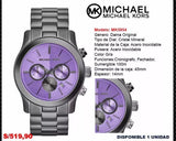 Buy Shop Michael Kors Runway Chronograph Purple Dial Black Steel Strap Watch For Women - MK5954 USA Online