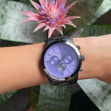 Buy Shop Michael Kors Runway Chronograph Purple Dial Black Steel Strap Watch For Women - MK5954 USA Online